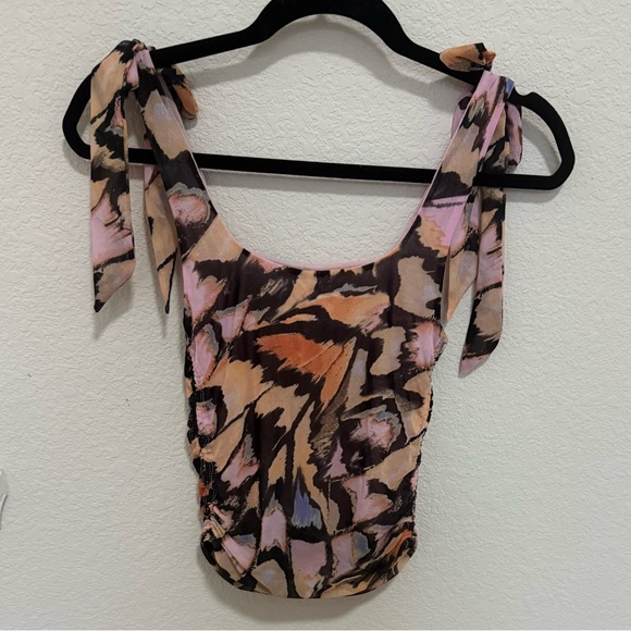 Free People Avenue Ribbon Tank Top Pink Combo Size Medium M NEW Y2K - Picture 11 of 12